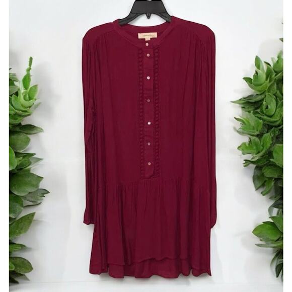 OneTheLand cranberry red button down dress Women’s Size S Small - Picture 1 of 9